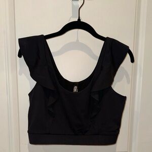 NWT Victoria’s Secret Sport Chic Black Ruffle Crop Top